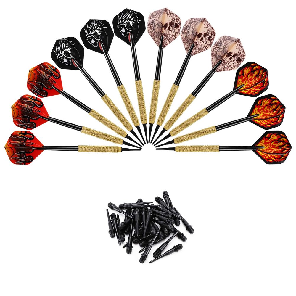 Accmor 12 Pcs Darts Plastic Tip, Soft Tip Darts Set, 14g Plastic Tipped Dart, Attach Extra 36 Black 2BA Replacement Tips, Soft Tip Darts for Electronic/Plastic Dartboard