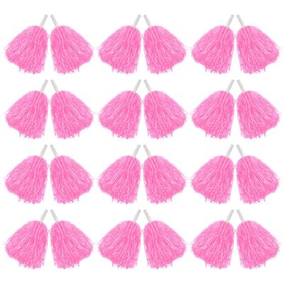Hooshing 12PCS Pink Pom Poms Cheerleading Plastic Cheer Pompoms with Handles for Team Spirit Sports Party Dance