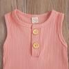 Newborn Baby Boy Girl Summer Clothes Ribbed Sleeveless Bodysuits Rompers Tops+Shorts Pants 2PCS Outfits Set Toddler Clothes (Pink, 18-24 Months) view 4
