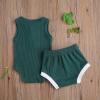 Newborn Baby Boy Girl Summer Clothes Ribbed Sleeveless Bodysuits Rompers Tops+Shorts Pants 2PCS Outfits Set Toddler Clothes (Dark Green, 12-18 Months) view 2
