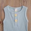 Newborn Baby Boy Girl Summer Clothes Ribbed Sleeveless Bodysuits Rompers Tops+Shorts Pants 2PCS Outfits Set Toddler Clothes (Light Blue, 12-18 Months) view 4
