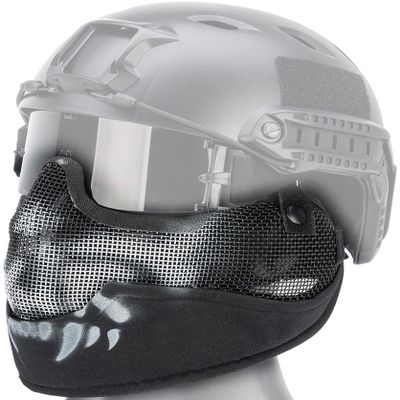 Evike Airsoft - Matrix Iron Face Carbon Steel Striker Gen2 Metal Mesh Lower Half Face Pro (Color: Black/Skull)