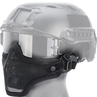 Evike Airsoft - Matrix Iron Face Carbon Steel Mesh Striker V1 Lower Half Face Pro (Color: Black)