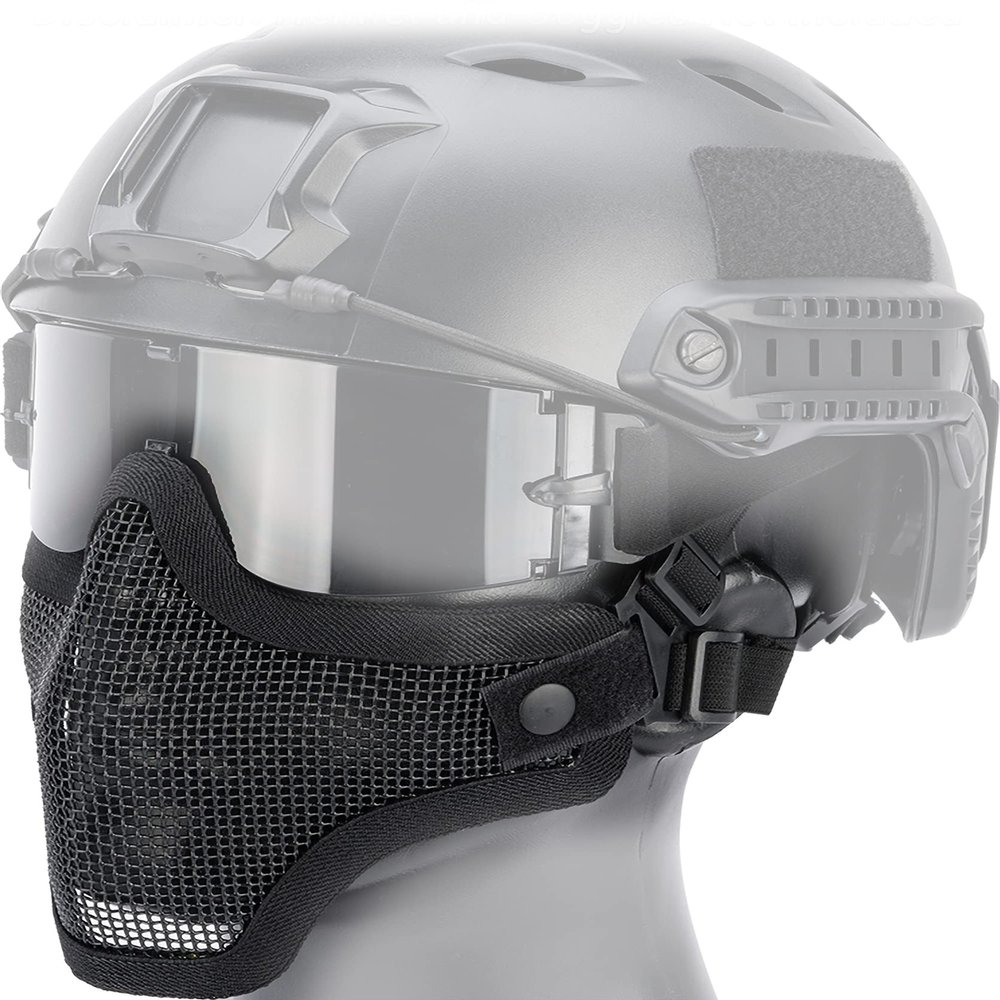 Evike Airsoft - Matrix Iron Face Carbon Steel Mesh Striker V1 Lower Half Face Pro (Color: Black)