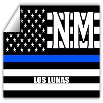 Los Lunas NM New Mexico Valencia County Thin Blue Line Stealthy USA Flag - Honoring Law Enforcement Officers Flags - Blue Lives Matter Euro Decal Bumper Sticker 3M Vinyl 3" x 5"
