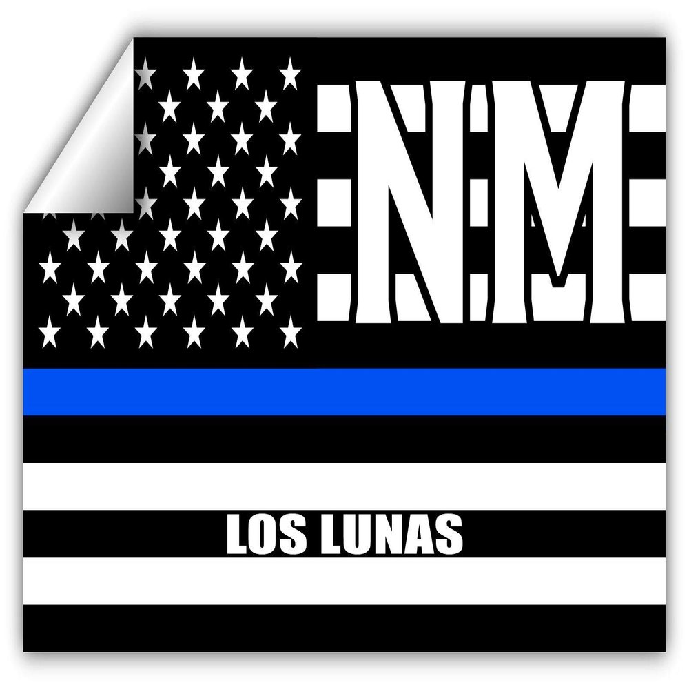 Los Lunas NM New Mexico Valencia County Thin Blue Line Stealthy USA Flag - Honoring Law Enforcement Officers Flags - Blue Lives Matter Euro Decal Bumper Sticker 3M Vinyl 3" x 5"