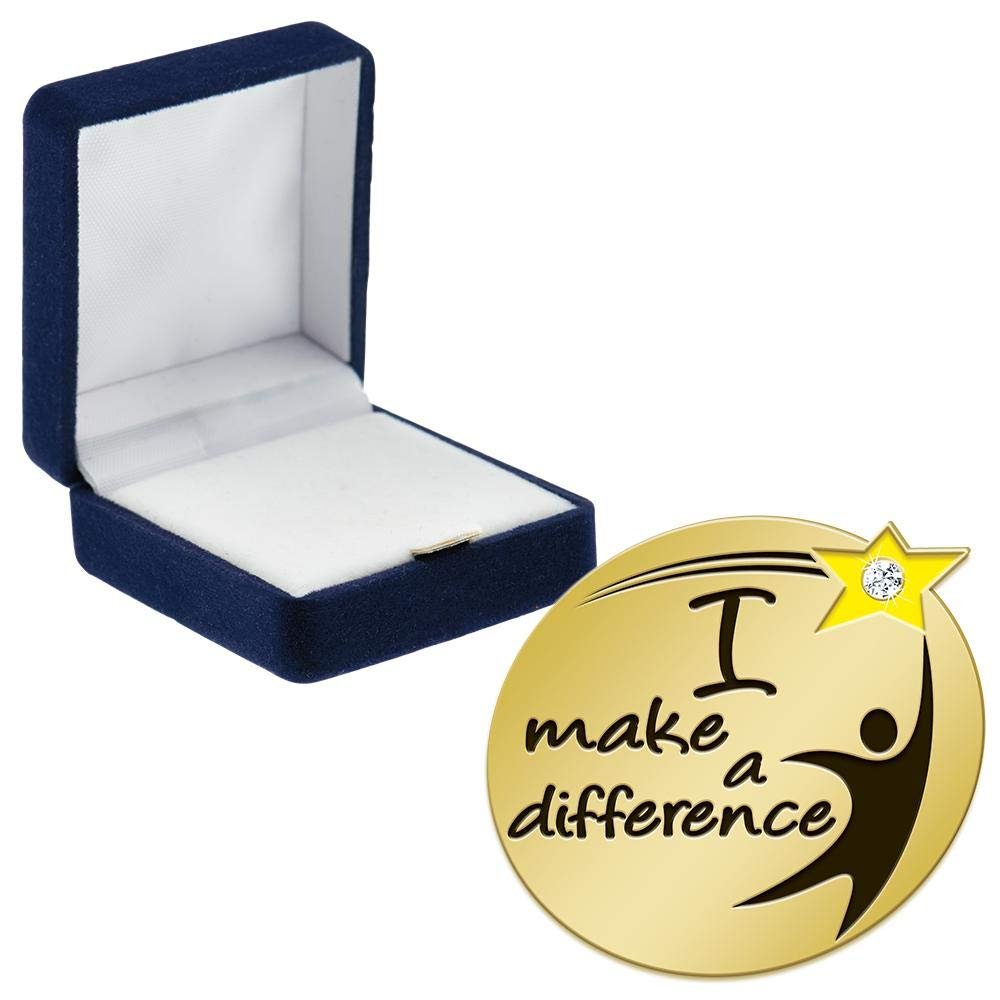Crown Awards I Make A Difference with Gem Pins, I Make A Difference with Gem Pin with Blue Velvet Presentation Case, 30 Pack, Prime