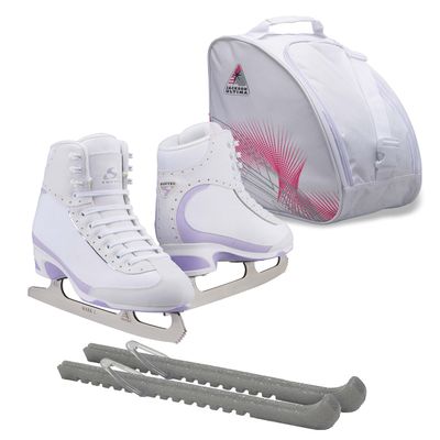 Jackson Ultima Softec Vista ST3200 Figure Ice Skates for Women/Color: White + Bag and Skate Guards, Size: Adult 8 Bundle with Guardog Skate Guards, Jackson Skate Bag JL350