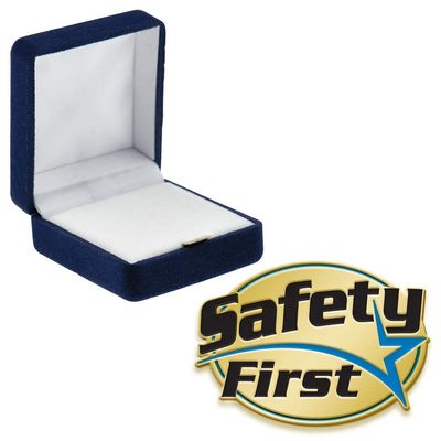 Crown Awards Safety First Pins, Safety First Pin with Blue Velvet Presentation Case, 30 Pack, Prime