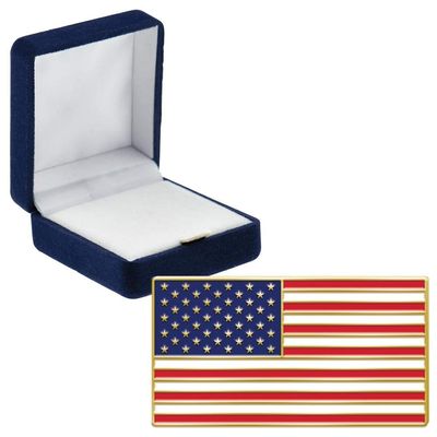 Crown Awards American Flag Pins, American Flag Pin with Blue Velvet Presentation Case, 30 Pack, Prime