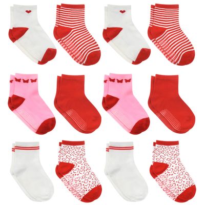 Debra Weitzner 12 Pairs Non-Slip Toddler Socks With Grips for Baby Boys and Girls - Anti-Slip Crew Socks for Infant's and Kids