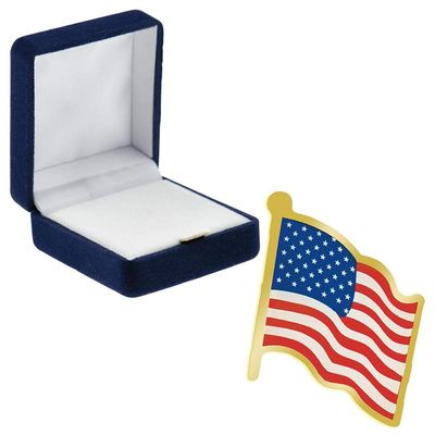 Crown Awards American Flag Gold Pins, American Flag Gold Pin with Blue Velvet Presentation Case, 30 Pack, Prime