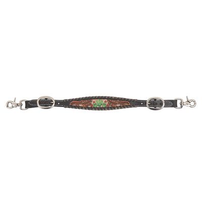 Reinsman Circle Y Cactus Country Wither Strap, Hand-Painted Cactus Country Design, Tooled Leather, Leather Whipstitch, Brown, 22mm, One Size, Western Style
