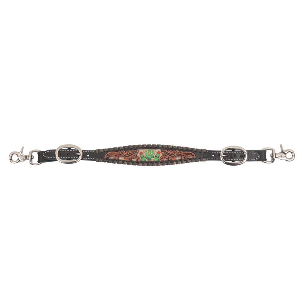 Reinsman Circle Y Cactus Country Wither Strap, Hand-Painted Cactus Country Design, Tooled Leather, Leather Whipstitch, Brown, 22mm, One Size, Western Style