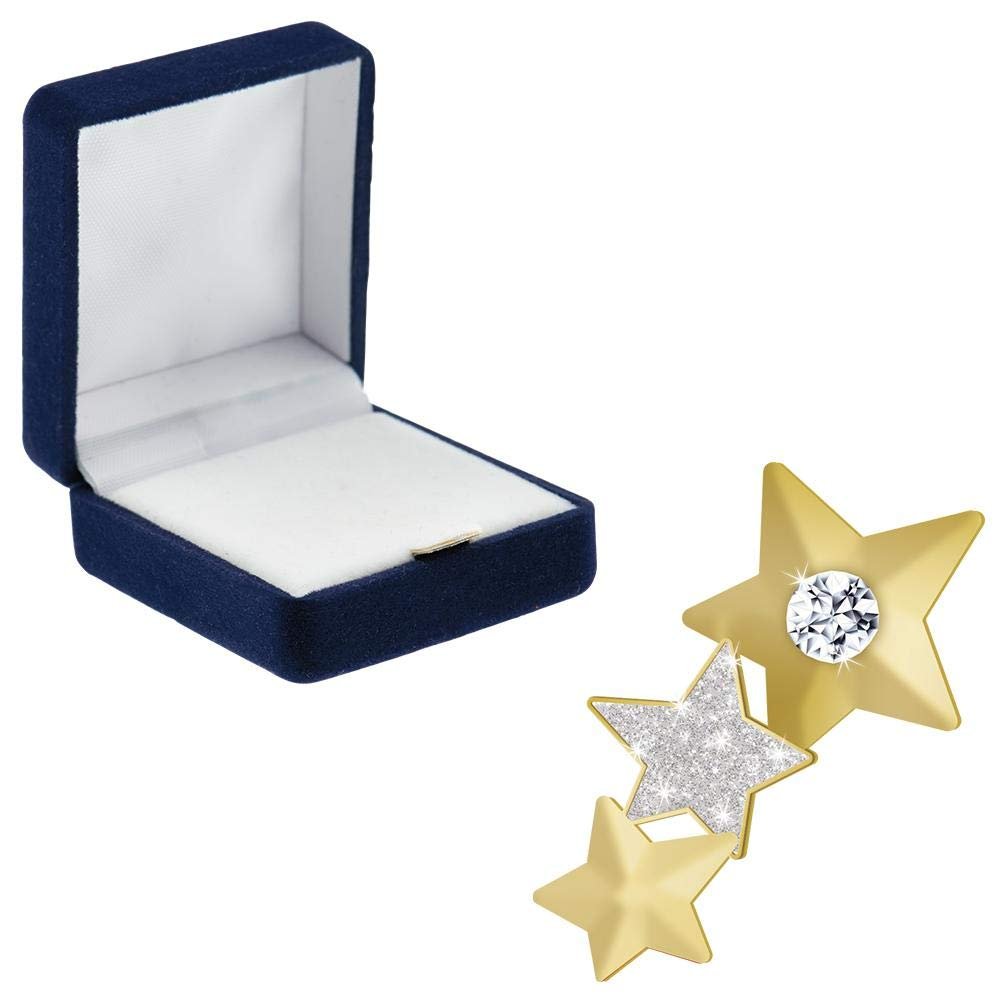 Shooting Tri Star Pins, Shooting Tri Star Pin With Blue Velvet Presentation Case, 50 Pack