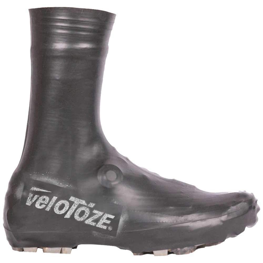 veloToze Tall Gravel Shoe Cover - MTB Overshoes Protect Cycling Shoes on Gravel Trails and Mountain Bike Rides - Protects Shoes and Feet from Rain Black