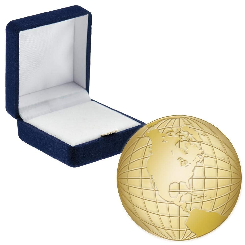 Crown Awards Globe Pins, Globe Pin with Blue Velvet Presentation Case, 30 Pack, Prime