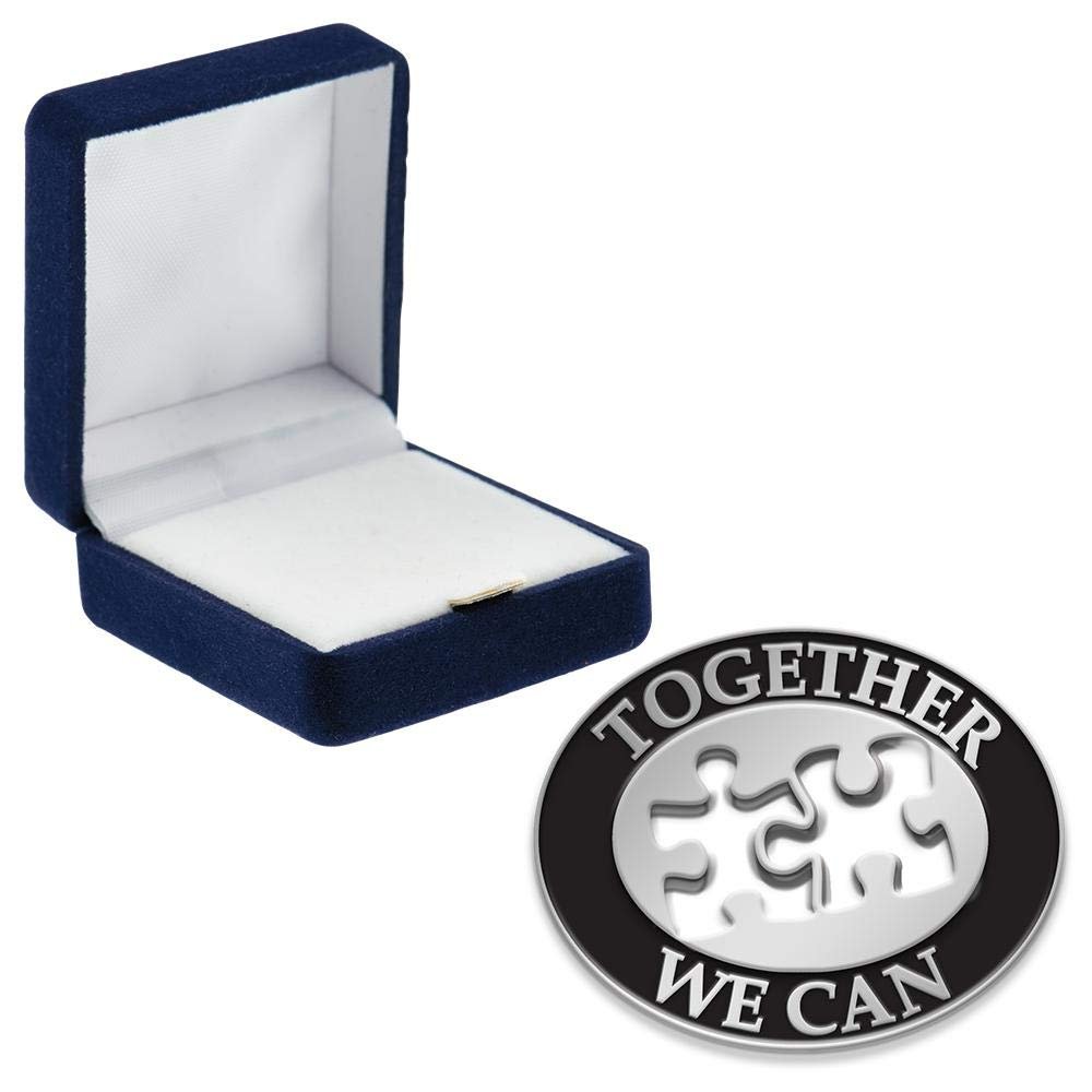 Crown Awards Together We Can Puzzle Pins, Together We Can Puzzle Pin with Blue Velvet Presentation Case, 30 Pack, Prime