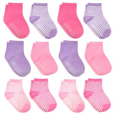 Debra Weitzner 12 Pairs Non-Slip Toddler Socks With Grips for Baby Boys and Girls - Anti-Slip Crew Socks for Infant's and Kids