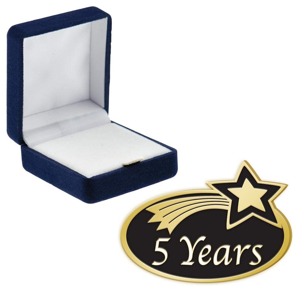 Corporate 5 Years Pins, Corporate 5 Years Pin With Blue Velvet Presentation Case, 50 Pack