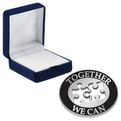 Together We Can Puzzle Pins, Together We Can Puzzle Pin With Blue Velvet Presentation Case, 50 Pack