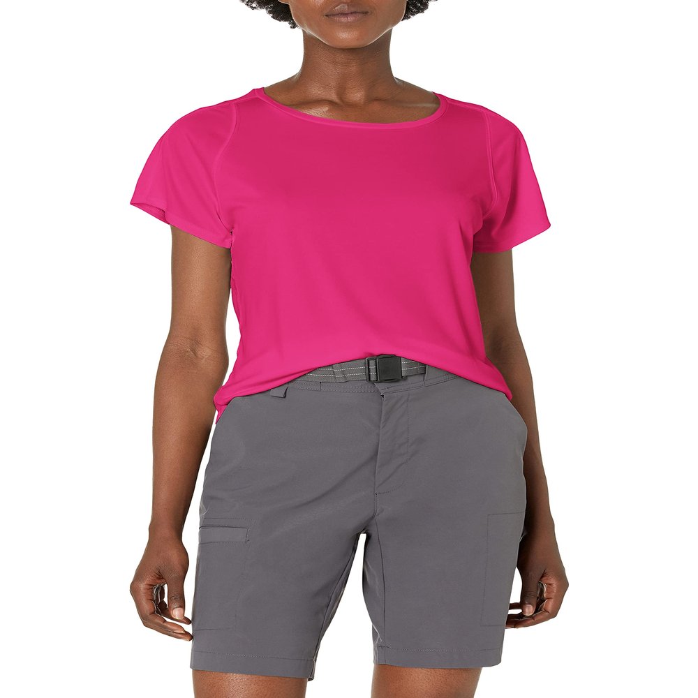Danskin Women's Mesh Yoke Short Sleeve T-Shirt Berry