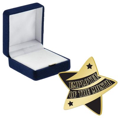Crown Awards Employee of The Month Pins, Employee of The Month Pin with Blue Velvet Presentation Case, 30 Pack, Prime