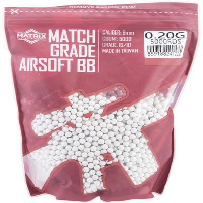 Evike Airsoft - Matrix Match Grade 6mm Airsoft BBS (Color: 0.20g / 5000 Rounds/White)