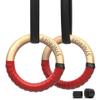 Synergee Wood Olympic Gymnastics Rings 1.25" Grip With Adjustable Straps For Pull Ups Dips and Muscle Ups. Red and Black Grip Tape Included. view 1
