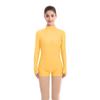 IMEKIS Women Turtleneck Leotard Ballet Dance Gymnastic Bodysuit Boyshorts Adult Spandex One Piece Long Sleeve Dancewear Biketard Unitard Shorts Training Sports Athletic Activewear Yellow XX-Large view 3