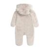 Baby Girls Onesie Jumpsuit Fleece Bunting Footed Snowsuit Soft Warm Long Sleeve Fluffy Romper for 3-6 Month infant Beige view 2