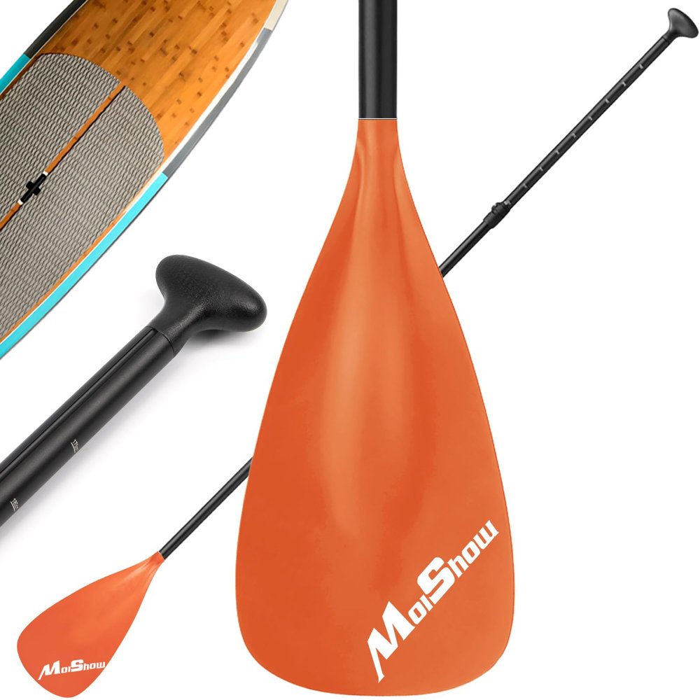 MoiShow SUP Paddle - Adjustable 3 Pieces Stand Up Paddle Board Paddle with Unique Lock Design Floating Alloy Shaft Paddleboard Paddle