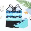 Alvivi Teens Youth Girls 3-Piece Tankini Swimsuit Tank Top with Boyshort Bikini Set Summer Bathing Suit Blue 12 view 3