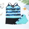 Alvivi Teens Youth Girls 3-Piece Tankini Swimsuit Tank Top with Boyshort Bikini Set Summer Bathing Suit Blue 12 view 4