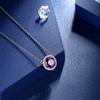 beautlace February Birthstone Necklaces/Stud Earrings Set Silver Plated Round Shape Jewelry Sets Purple Birthstone Jewelry Birthday Gifts for Men and Women KS0017F view 4