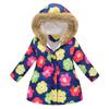 IDOPIP Toddler Kids Baby Girl Boy Floral Butterfly Print Snowsuit Winter Warm Fur Collar Hooded Down Coat Windproof Jacket Outerwear Clothes Royal Blue Floral 6-7 Years view 1
