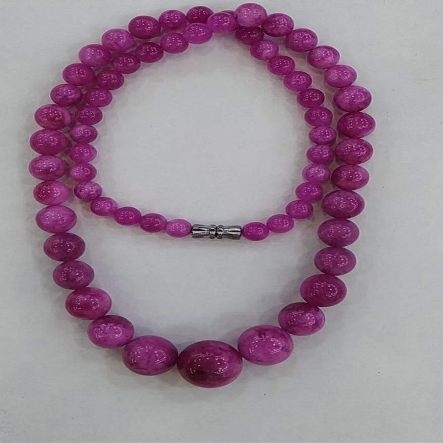 18inch Jadeite Jade Necklace,Round Green sugilite red Yellow Jewelry Chain with Clasp Raw Stone Necklace, Chinese Jade,Solid Stone 6-14mm (White)