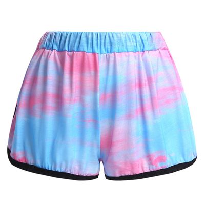 Mufeng Women Athletic Yoga Shorts Tie Dye Elastic Waistband Shorty Pants Summer Running Booty Hot Pants Beach Playwear Pink Small