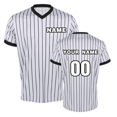 TopTie Custom Basketball Referee Jersey, Personalized Men's Grey Shirt with Black Pinstripes-Printing-S