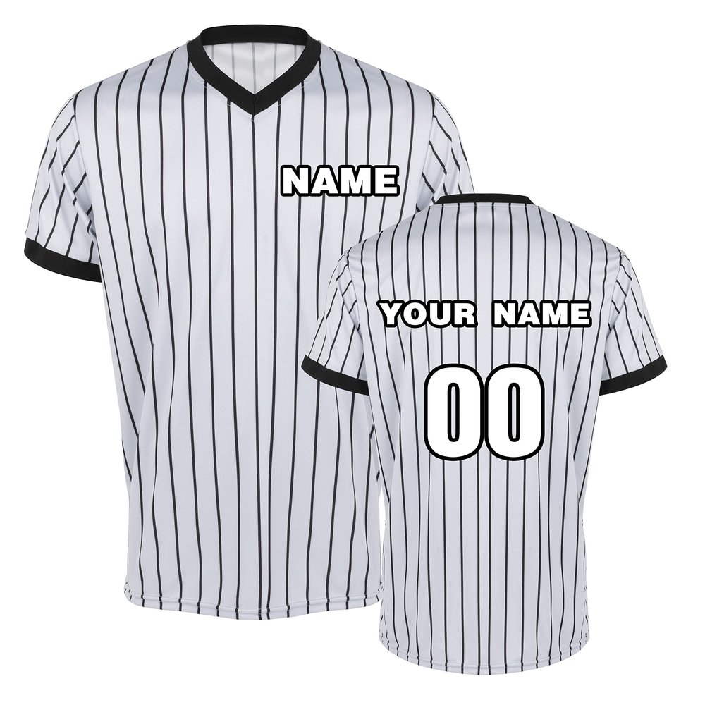 TopTie Custom Basketball Referee Jersey, Personalized Men's Grey Shirt with Black Pinstripes-Printing-S