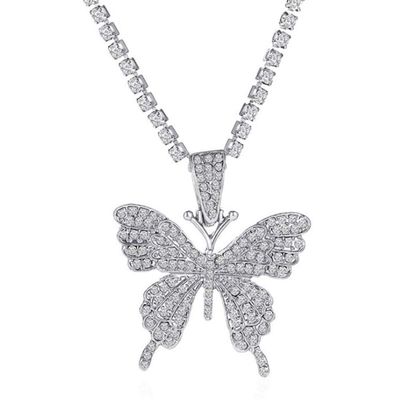 AKOAK 1 Pack Rhinestone Butterfly Choker Necklace, Sparkly Silver Butterfly Pendant for Women