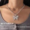AKOAK 1 Pack Rhinestone Butterfly Choker Necklace, Sparkly Silver Butterfly Pendant for Women view 3