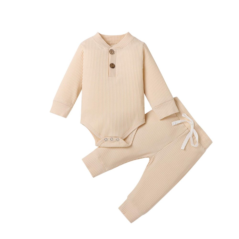 Bmnmsl Newborn Baby Boy Fall Clothes 3 6 12 18 24 Months Outfits Long Sleeve Knitted Cotton Romper & Pants Infant Winter Sets
