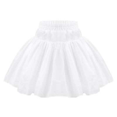 YiZYiF Little Girls Wedding Flower Girl Hoopless Half Slip Skirt 3 Layers Tutu Ruffles Crinoline Petticoat White 5-6 Years