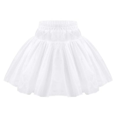 renvena Kids Girls Hoopless Petticoat Half Slip Flower Girl Crinoline Skirt Bridesmaid Wedding Underskirt White A Hoopless 5-6