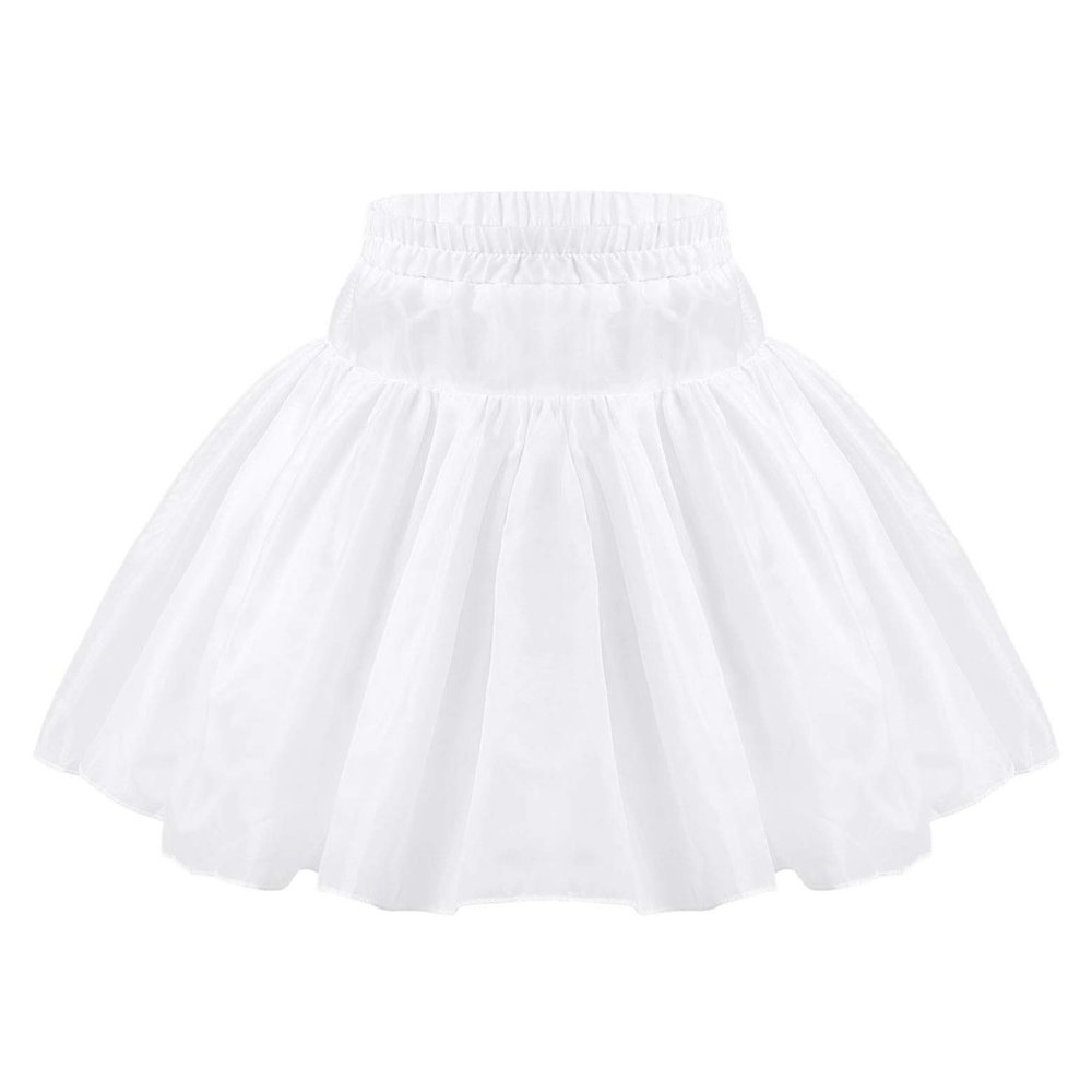 renvena Kids Girls Hoopless Petticoat Half Slip Flower Girl Crinoline Skirt Bridesmaid Wedding Underskirt White A Hoopless 5-6