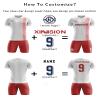 ORKY Custom Soccer Uniform Men Boys Girls Quick Dry Jersey with Short, Personalize Name Number ShirtWhite Red 5XS view 3