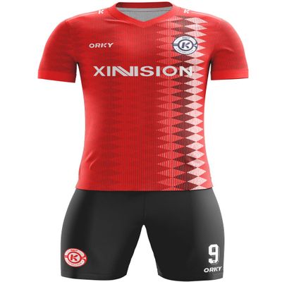 ORKY Custom Soccer Uniform Men Boys Girls Quick Dry Jersey with Short, Personalize Name Number Shirt (Red XS)