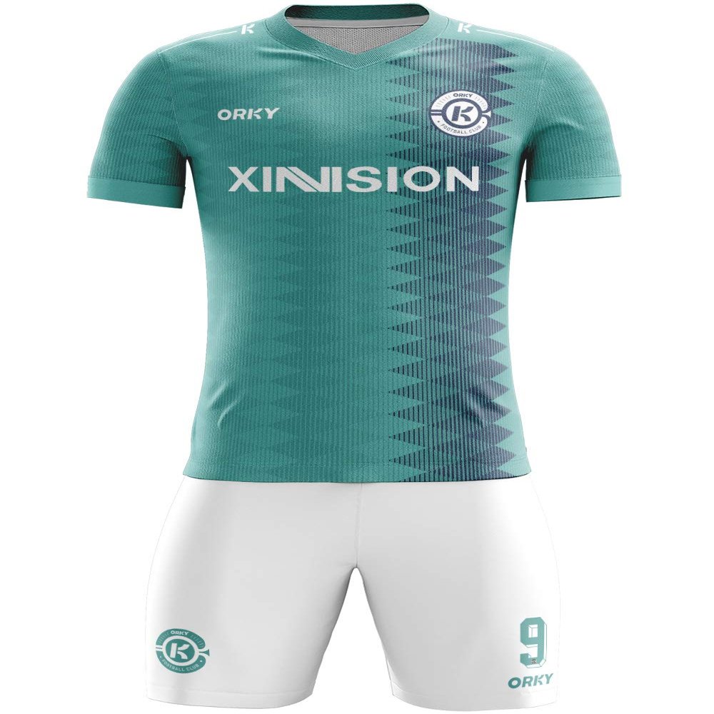 ORKY Custom Soccer Uniform Men Boys Girls Quick Dry Jersey with Short, Personalize Name Number Shirt (Green XS)