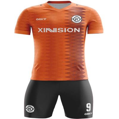 ORKY Custom Soccer Uniform Men Boys Girls Quick Dry Jersey with Short, Personalize Name Number Shirt (Orange 5XL)